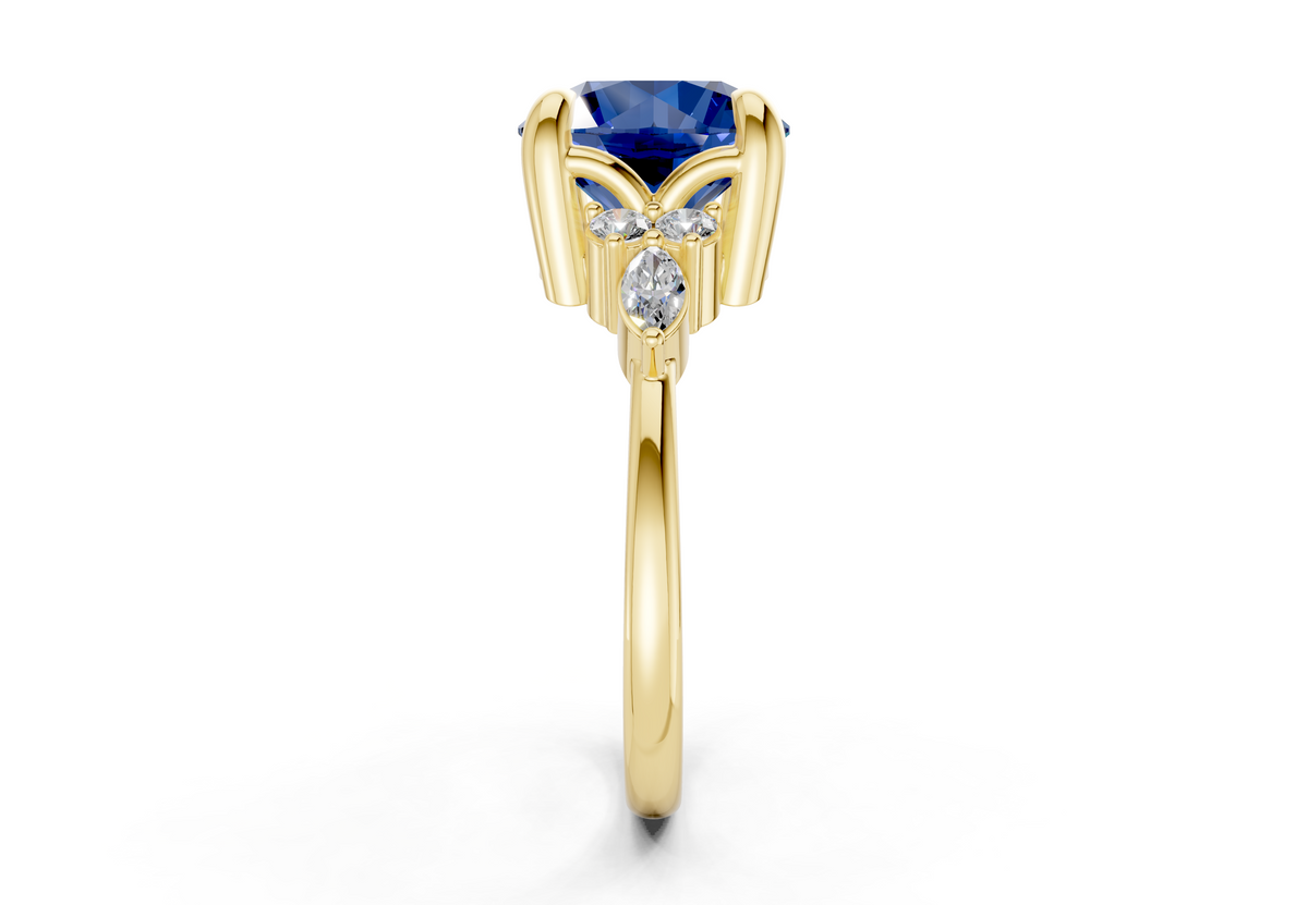 Lyra Sapphire Gemstone Accent Round Cut 1.8mm Engagement Ring