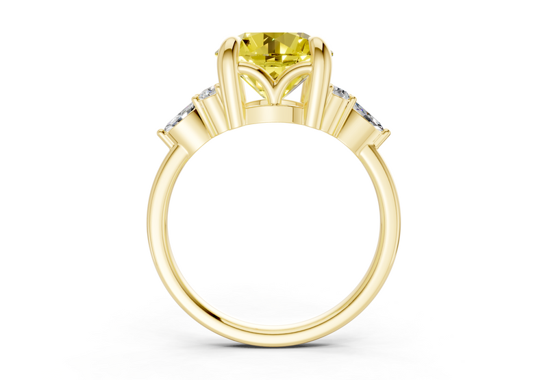 Lyra Yellow Diamond Accent Round Cut 1.8mm Engagement Ring