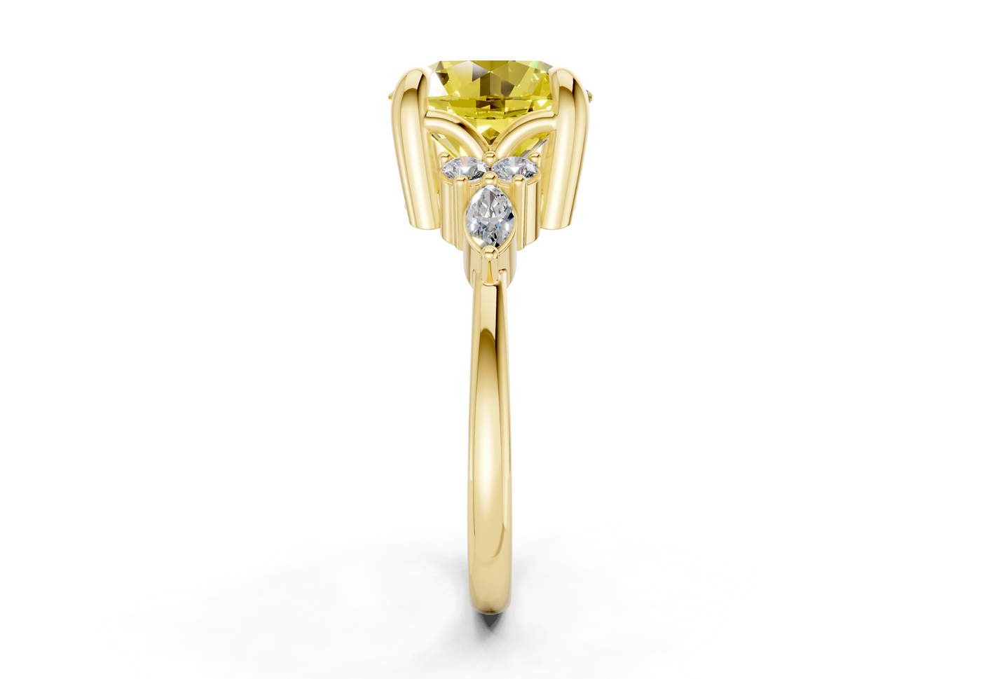 Lyra Yellow Diamond Accent Round Cut 2.3mm Engagement Ring