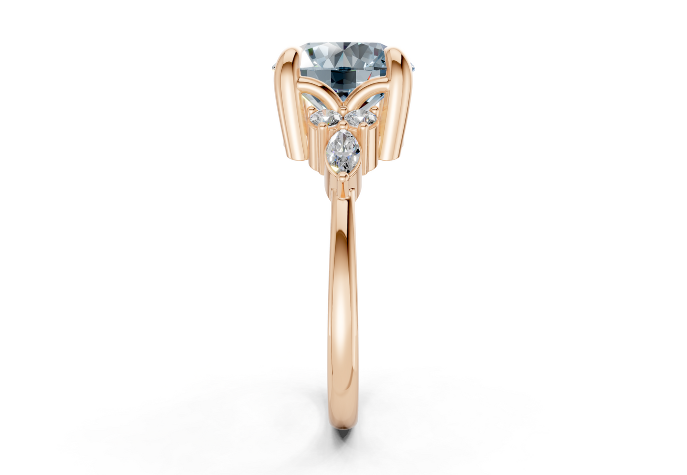 Lyra Blue Diamond Accent Round Cut 2.3mm Engagement Ring