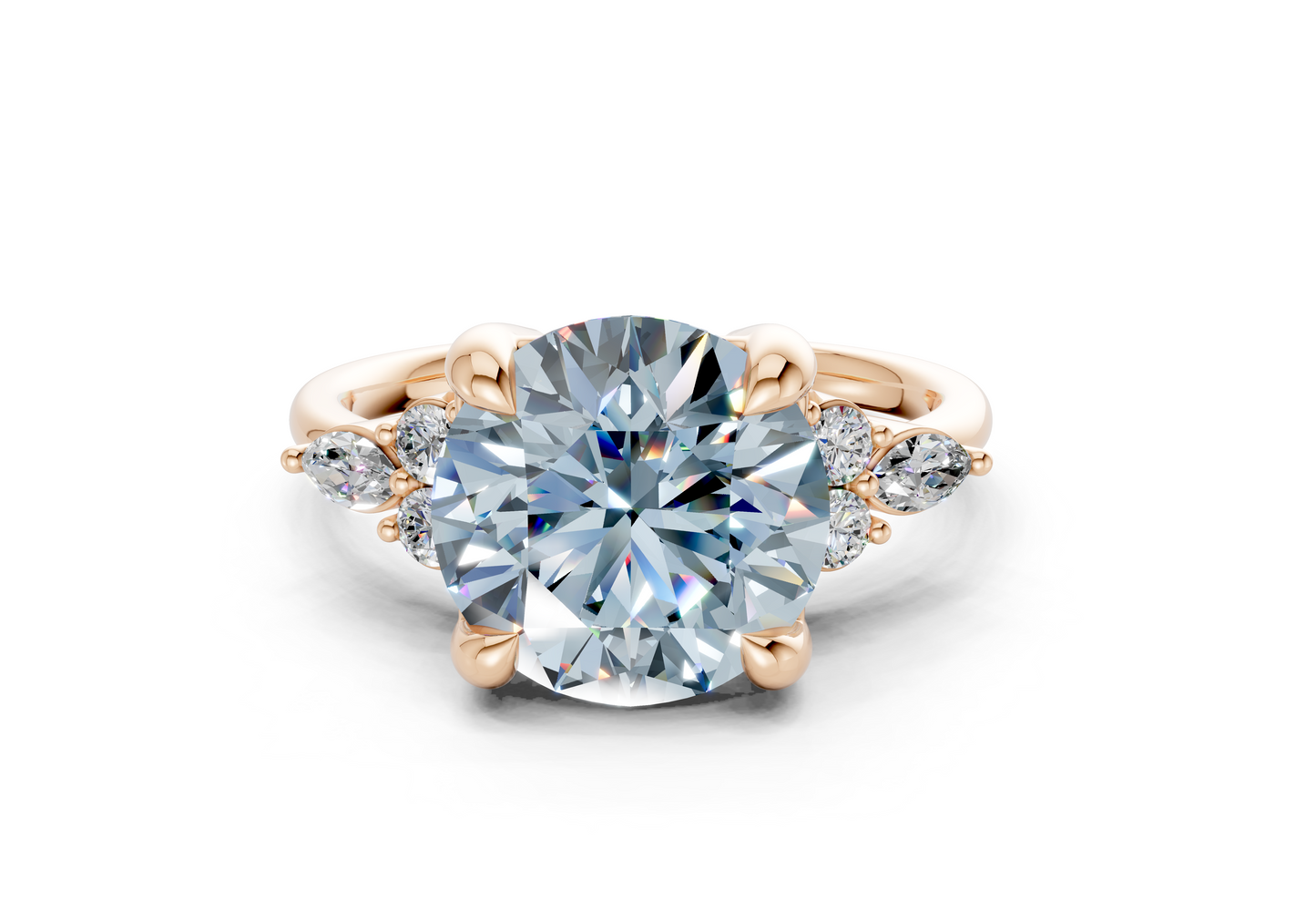 Lyra Blue Diamond Accent Round Cut 2mm Engagement Ring