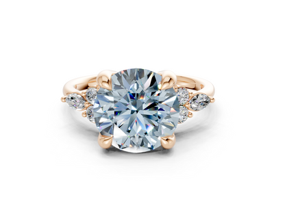 Lyra Blue Diamond Accent Round Cut 2mm Engagement Ring