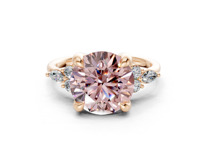 Lyra Pink Diamond Accent Round Cut 2.3mm Engagement Ring