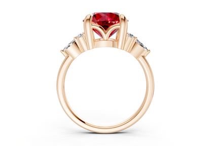 Lyra Ruby Gemstone Accent Round Cut 1.8mm Engagement Ring