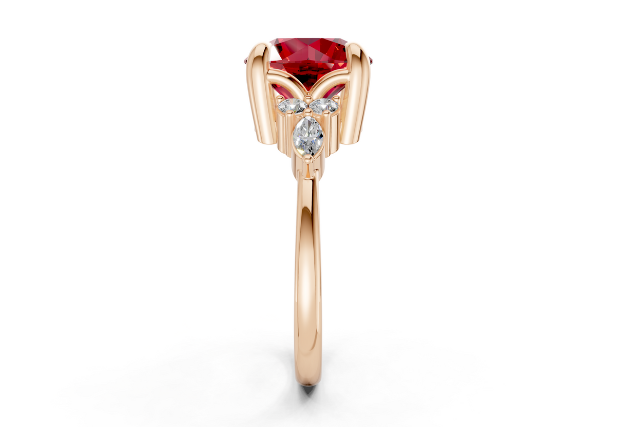 Lyra Ruby Gemstone Accent Round Cut 2mm Engagement Ring