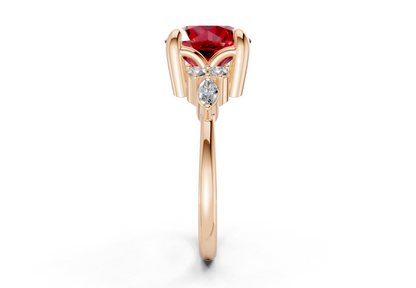 Lyra Ruby Gemstone Accent Round Cut 1.8mm Engagement Ring