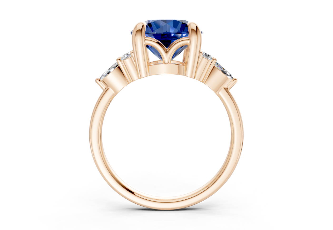 Lyra Sapphire Gemstone Accent Round Cut 1.8mm Engagement Ring