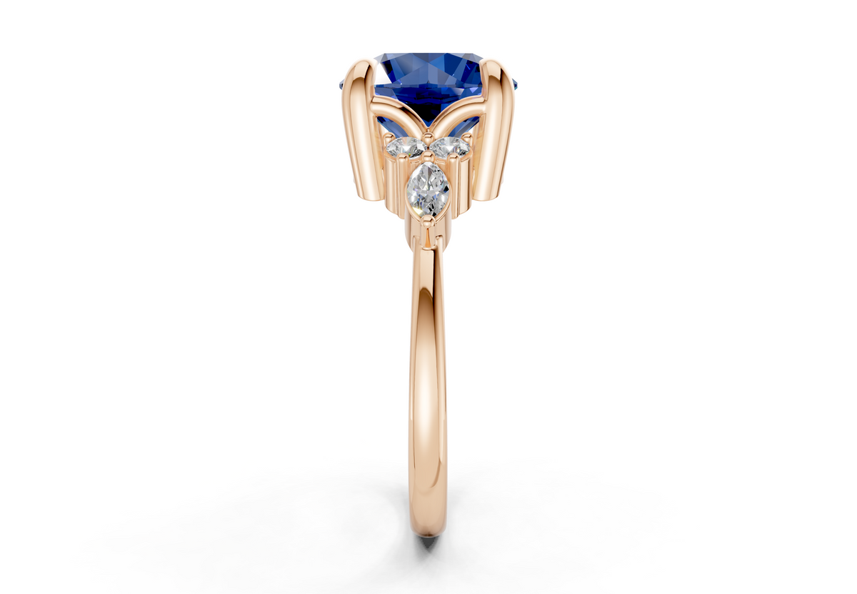 Lyra Sapphire Gemstone Accent Round Cut 1.8mm Engagement Ring