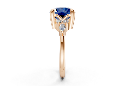 Lyra Sapphire Gemstone Accent Round Cut 2.3mm Engagement Ring