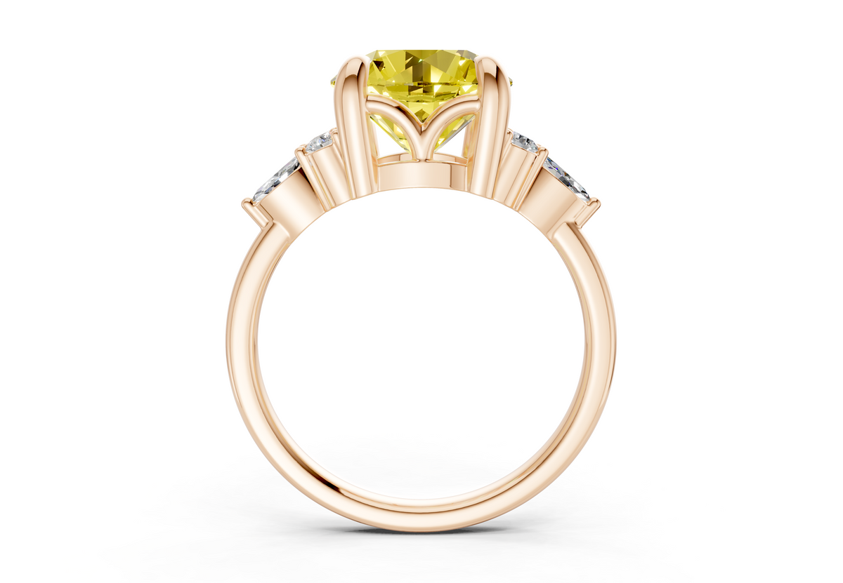 Lyra Yellow Diamond Accent Round Cut 2.3mm Engagement Ring