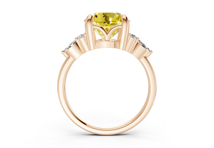 Lyra Yellow Diamond Accent Round Cut 2.3mm Engagement Ring