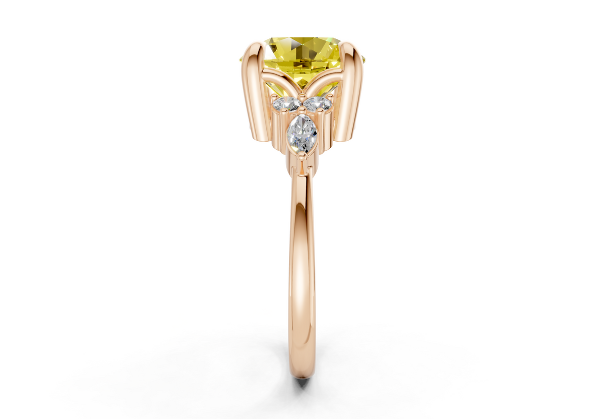 Lyra Yellow Diamond Accent Round Cut 2.3mm Engagement Ring