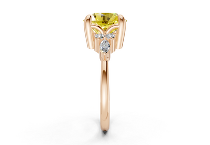 Lyra Yellow Diamond Accent Round Cut 1.8mm Engagement Ring