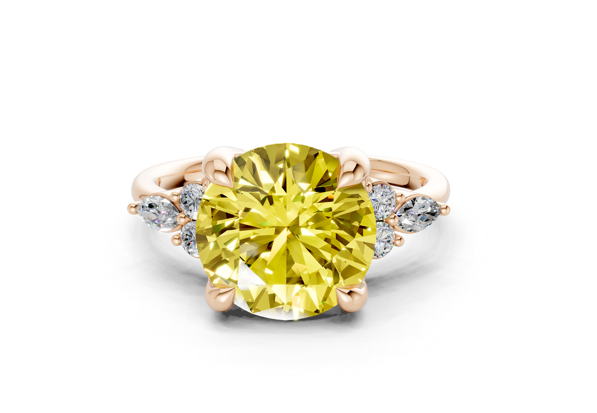 Lyra Yellow Diamond Accent Round Cut 2mm Engagement Ring