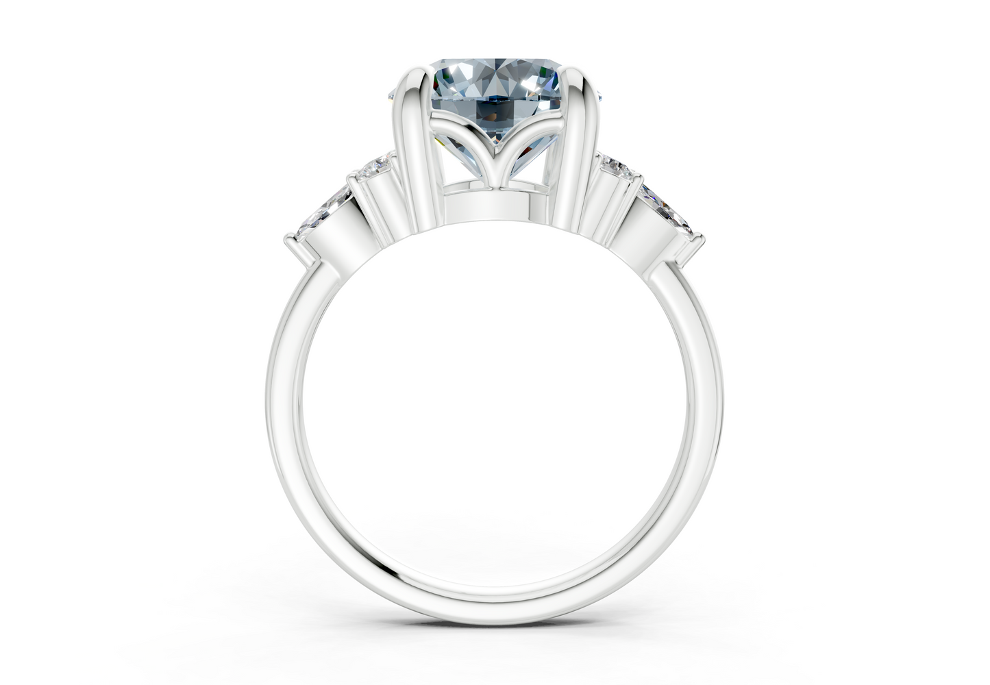 Lyra Blue Diamond Accent Round Cut 2mm Engagement Ring