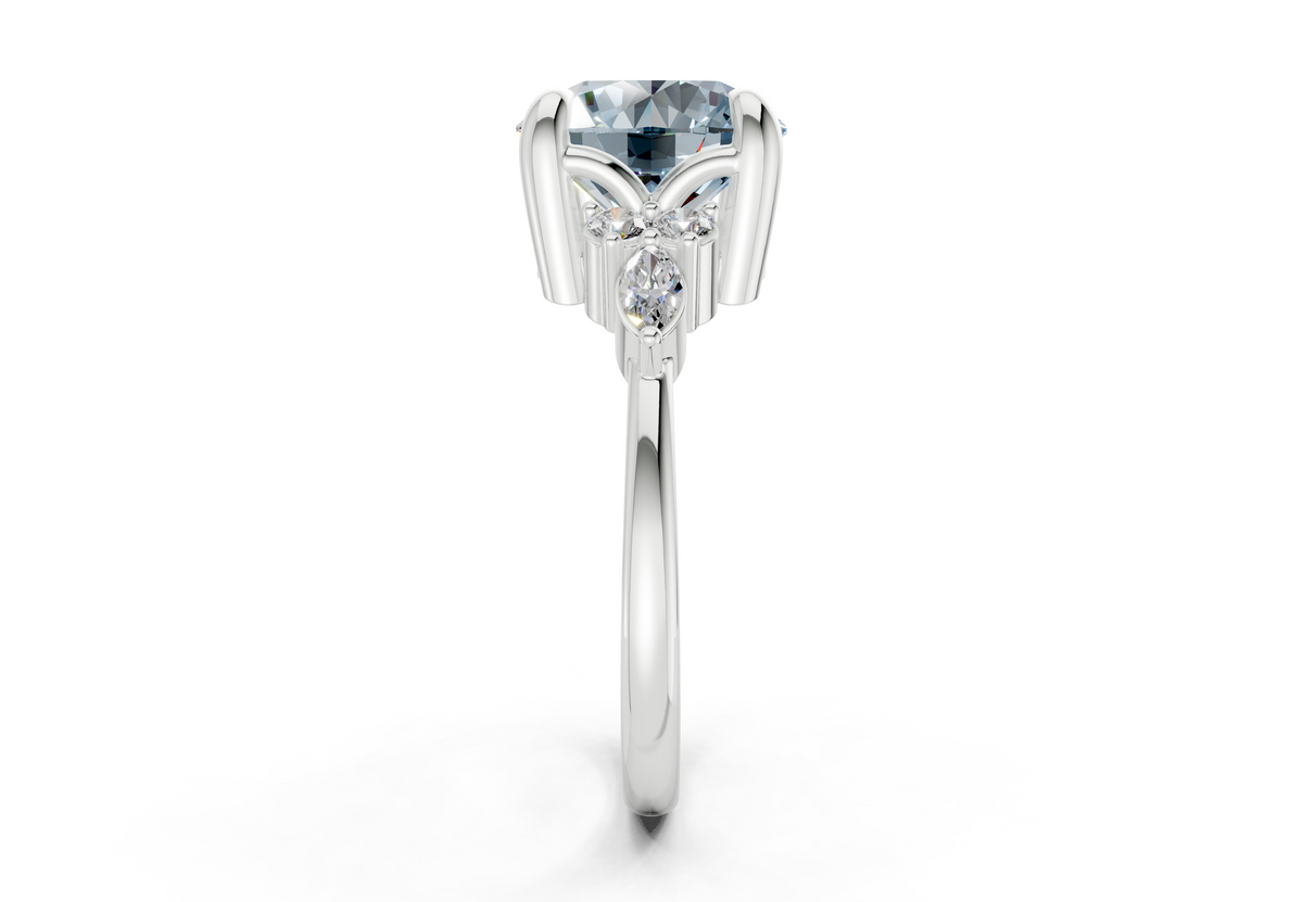 Lyra Blue Diamond Accent Round Cut 2mm Engagement Ring