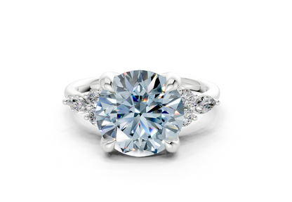 Lyra Blue Diamond Accent Round Cut 2mm Engagement Ring