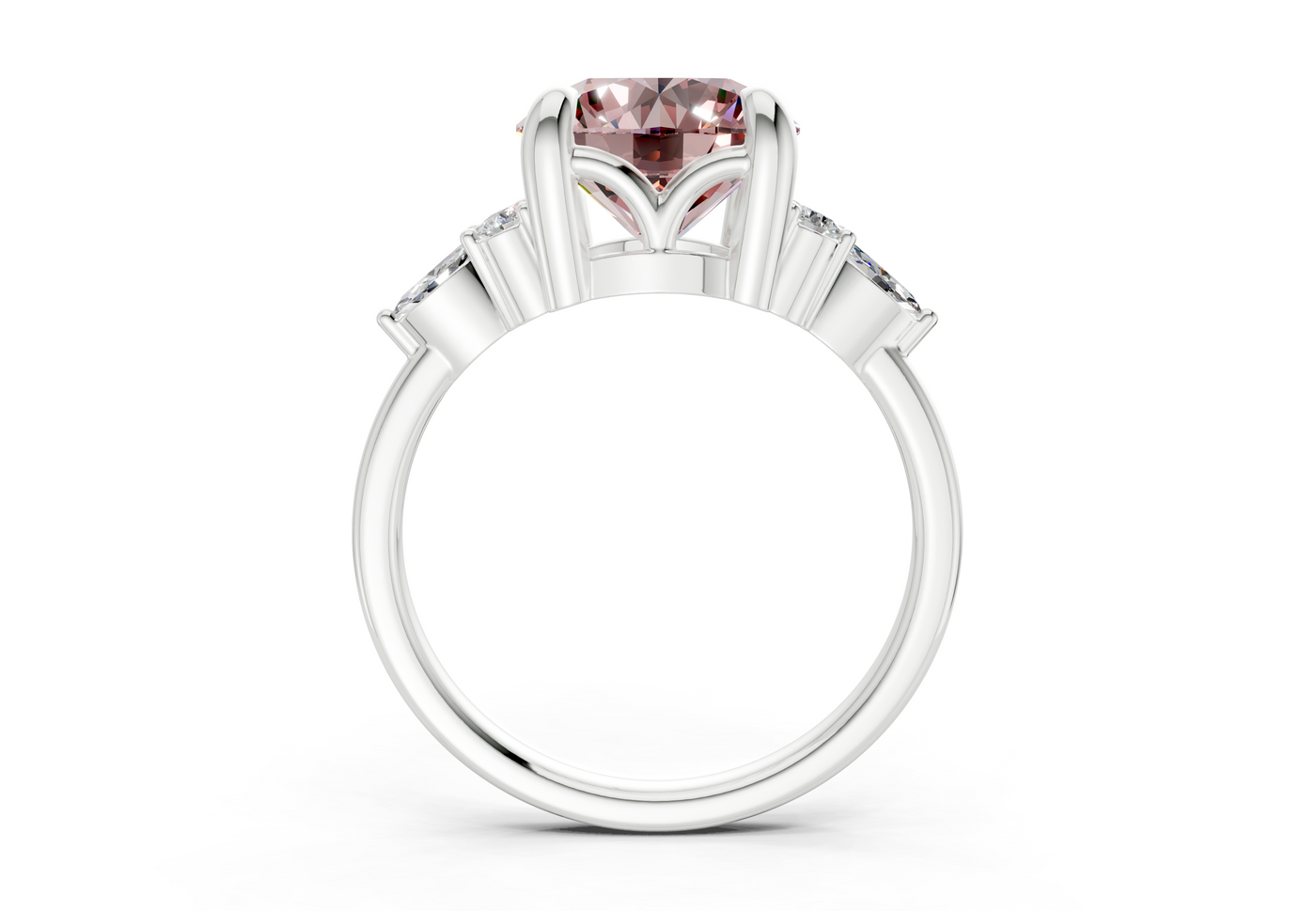 Lyra Pink Diamond Accent Round Cut 2.3mm Engagement Ring