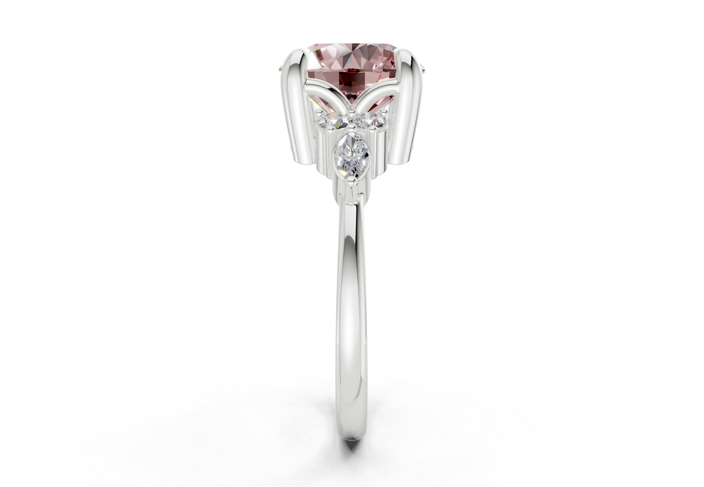 Lyra Pink Diamond Accent Round Cut 2mm Engagement Ring