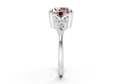 Lyra Pink Diamond Accent Round Cut 2.3mm Engagement Ring