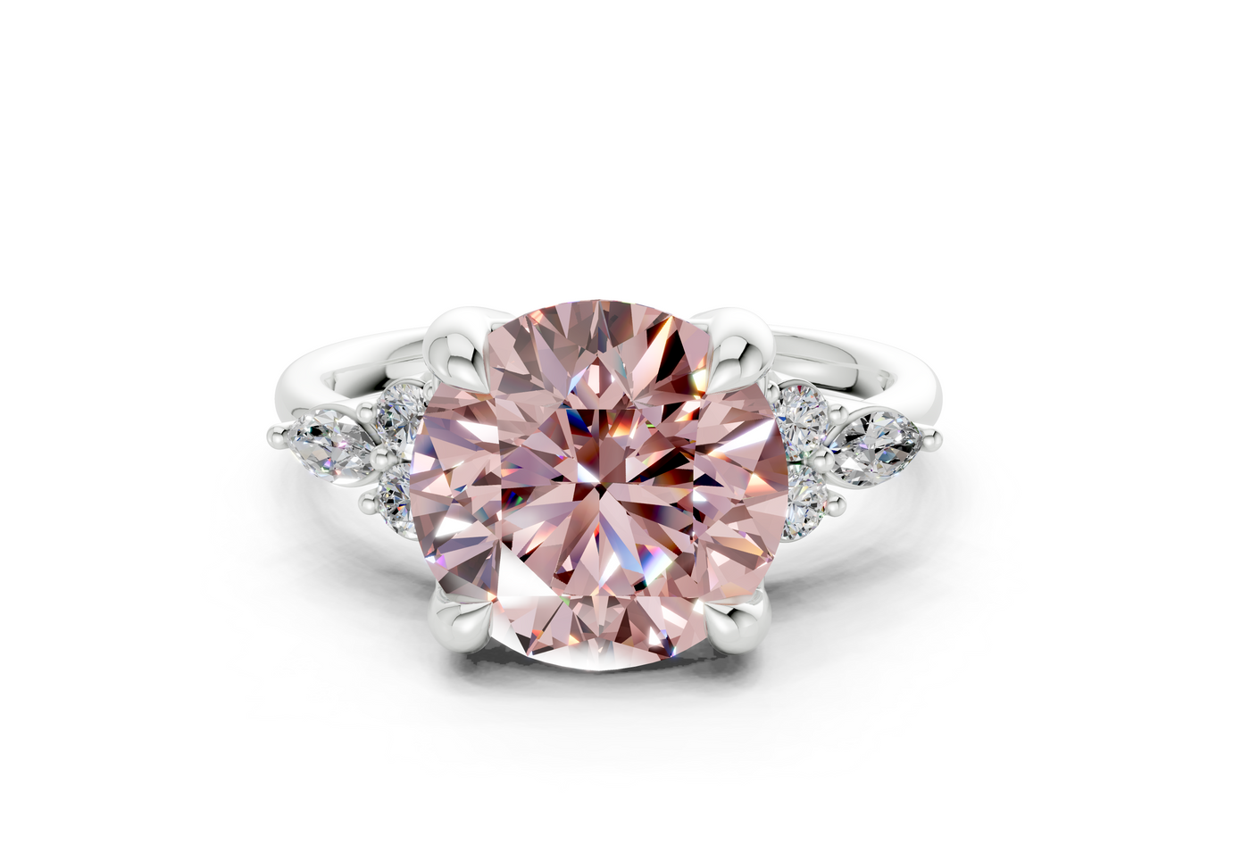 Lyra Pink Diamond Accent Round Cut 2mm Engagement Ring