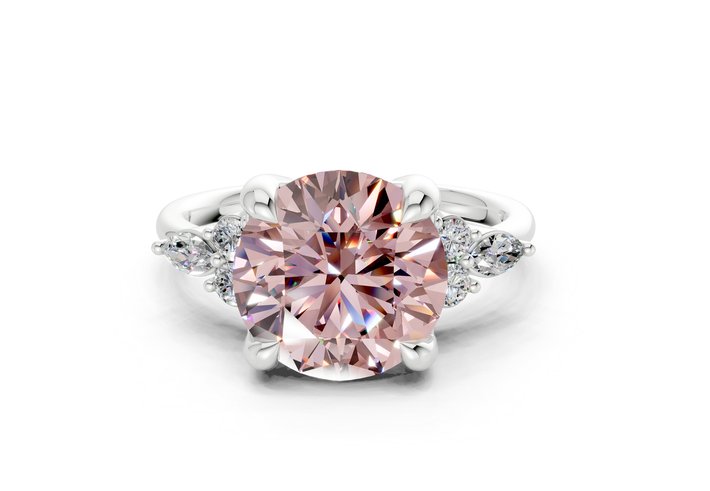 Lyra Pink Diamond Accent Round Cut 2.3mm Engagement Ring