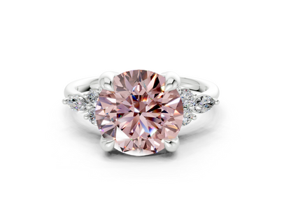 Lyra Pink Diamond Accent Round Cut 2.3mm Engagement Ring