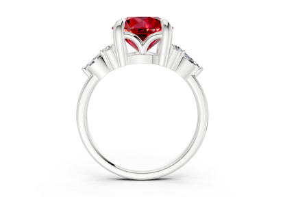 Lyra Ruby Gemstone Accent Round Cut 1.8mm Engagement Ring
