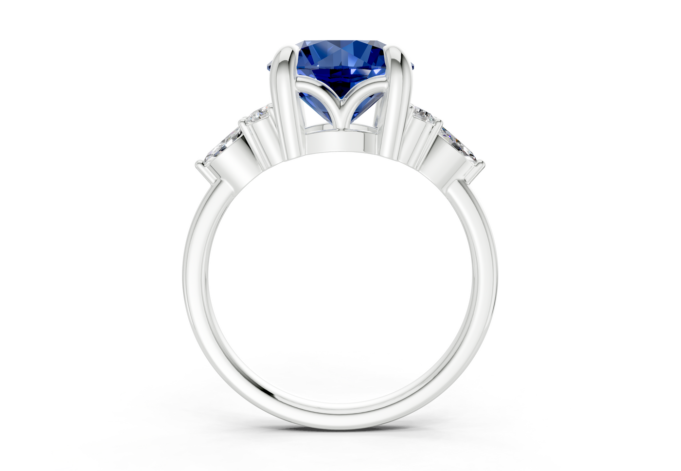 Lyra Sapphire Gemstone Accent Round Cut 2.3mm Engagement Ring