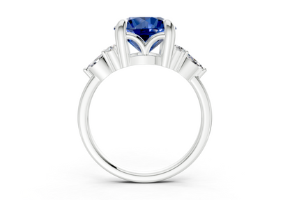 Lyra Sapphire Gemstone Accent Round Cut 2.3mm Engagement Ring