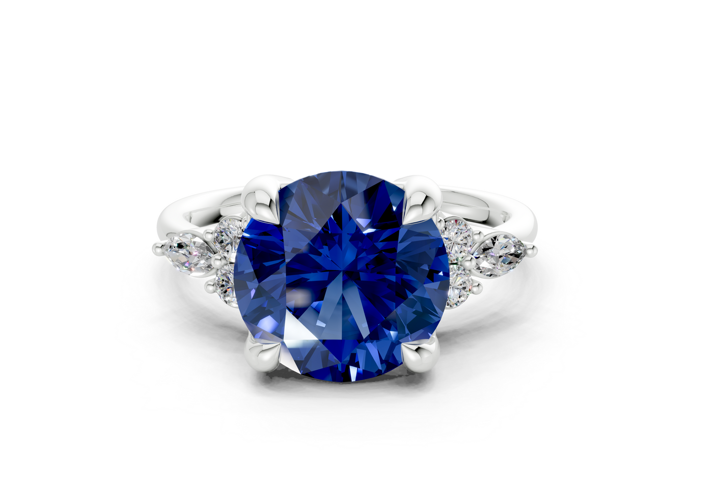 Lyra Sapphire Gemstone Accent Round Cut 2mm Engagement Ring