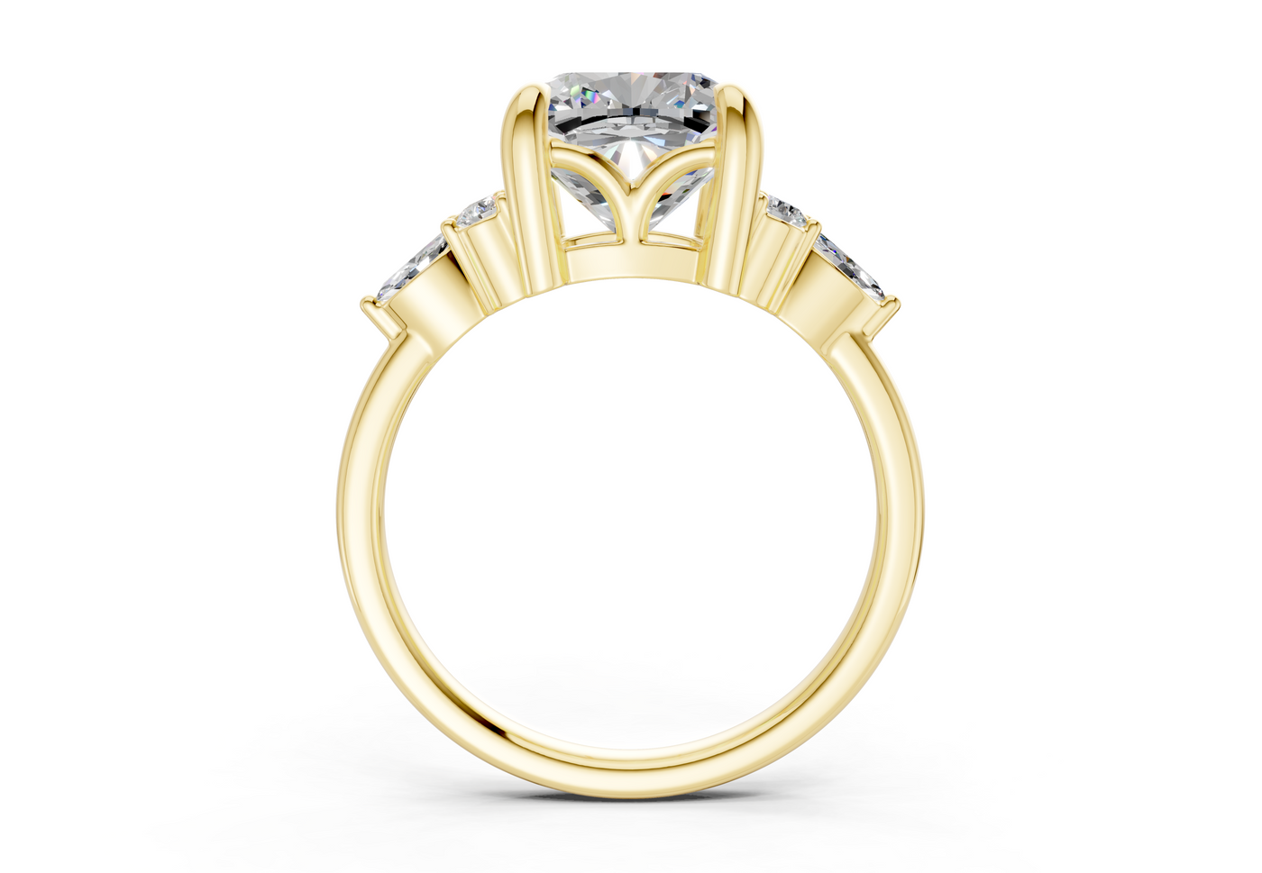 Lyra Diamond Accent Cushion Square Cut 2.3mm Engagement Ring