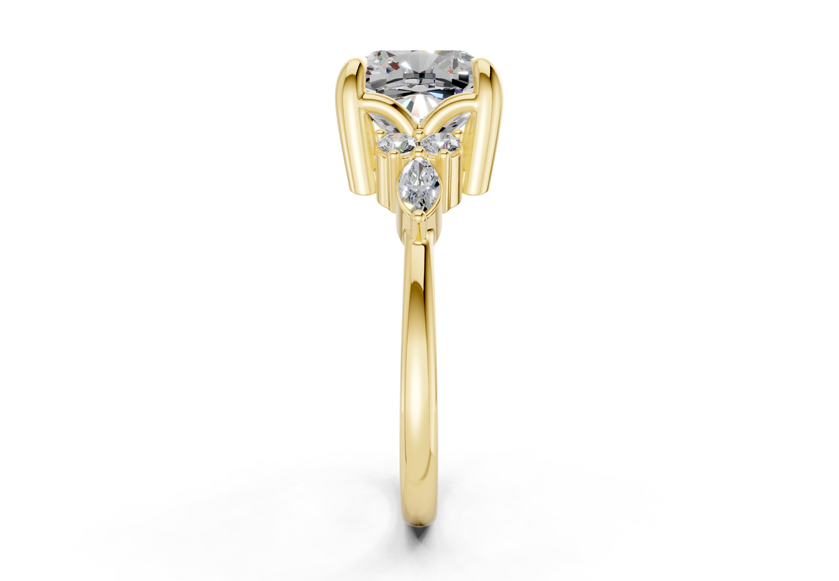 Lyra Diamond Accent Cushion Square Cut 2mm Engagement Ring
