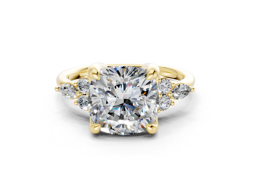 Lyra Diamond Accent Cushion Square Cut 1.8mm Engagement Ring
