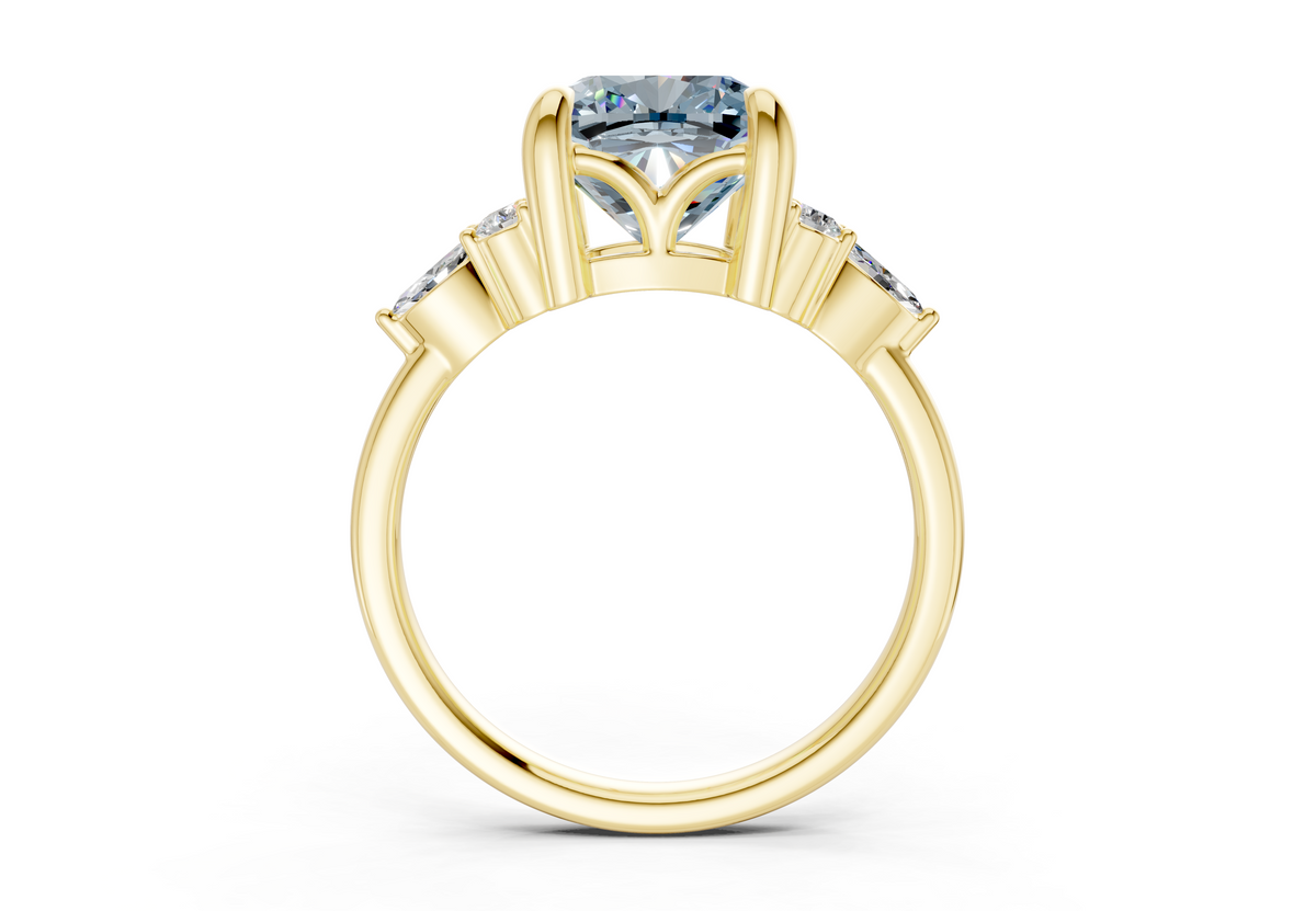 Lyra Blue Diamond Accent Cushion Square Cut 2.3mm Engagement Ring