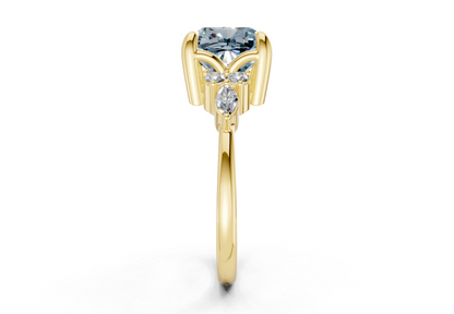 Lyra Blue Diamond Accent Cushion Square Cut 2.3mm Engagement Ring