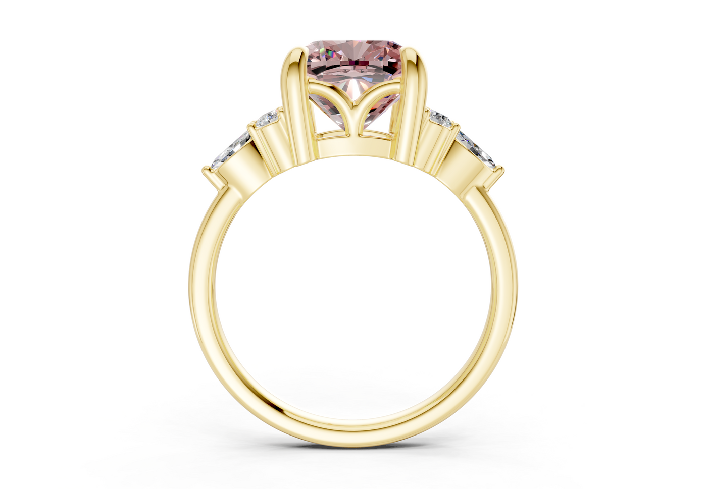 Lyra Pink Diamond Accent Cushion Square Cut 2mm Engagement Ring