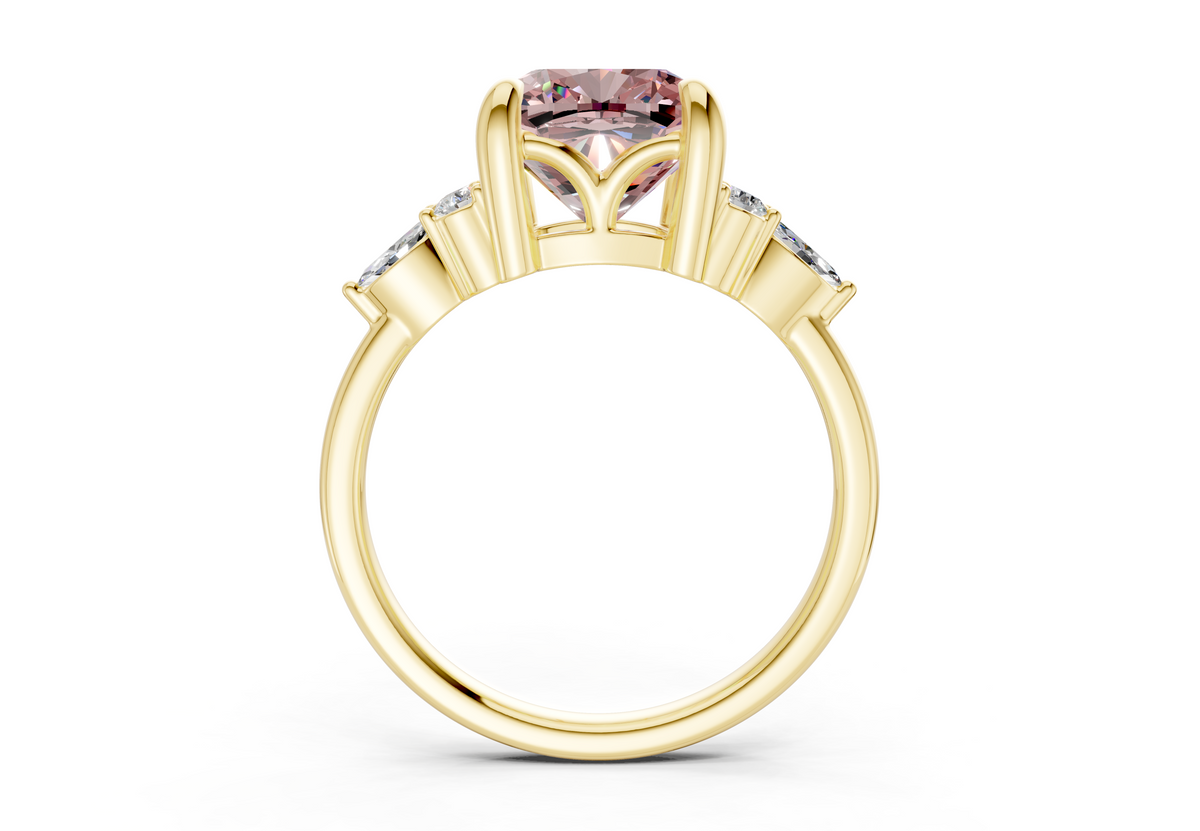 Lyra Pink Diamond Accent Cushion Square Cut 2.3mm Engagement Ring