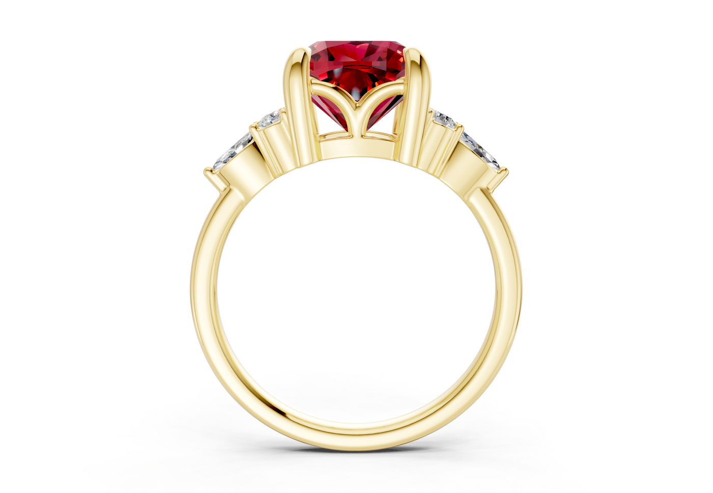 Lyra Ruby Gemstone Accent Cushion Square Cut 2.3mm Engagement Ring