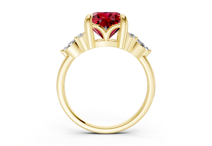 Lyra Ruby Gemstone Accent Cushion Square Cut 2.3mm Engagement Ring
