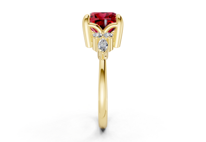 Lyra Ruby Gemstone Accent Cushion Square Cut 2.3mm Engagement Ring