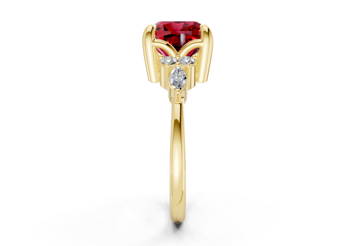 Lyra Ruby Gemstone Accent Cushion Square Cut 1.8mm Engagement Ring