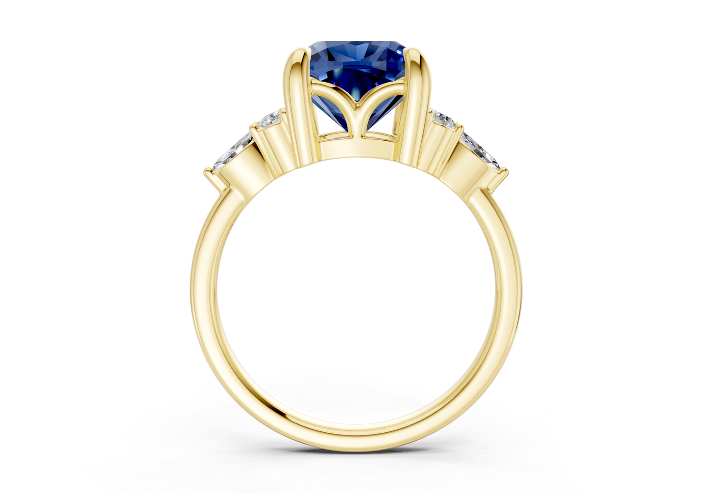 Lyra Sapphire Gemstone Accent Cushion Square Cut 2mm Engagement Ring