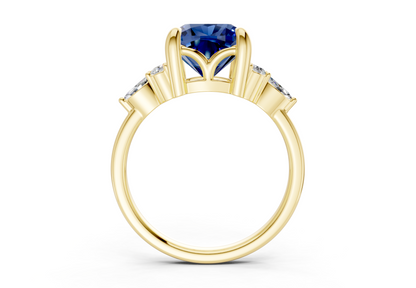 Lyra Sapphire Gemstone Accent Cushion Square Cut 1.8mm Engagement Ring