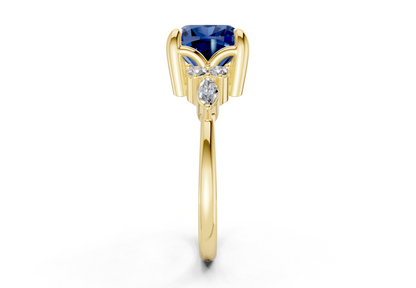 Lyra Sapphire Gemstone Accent Cushion Square Cut 1.8mm Engagement Ring