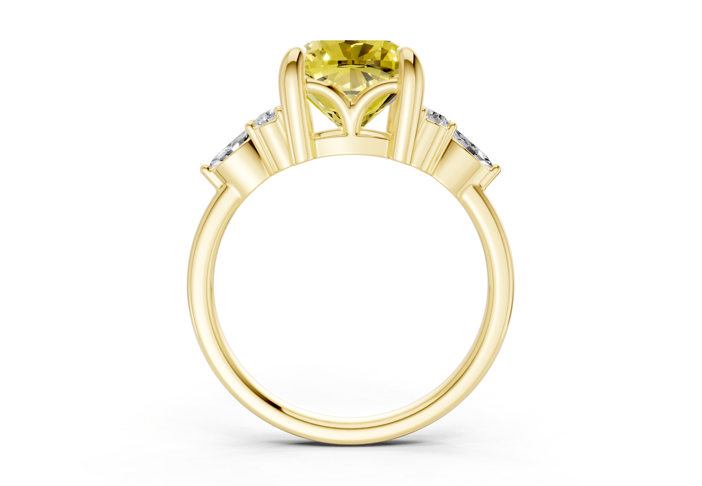 Lyra Yellow Diamond Accent Cushion Square Cut 2mm Engagement Ring