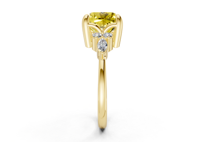 Lyra Yellow Diamond Accent Cushion Square Cut 2mm Engagement Ring