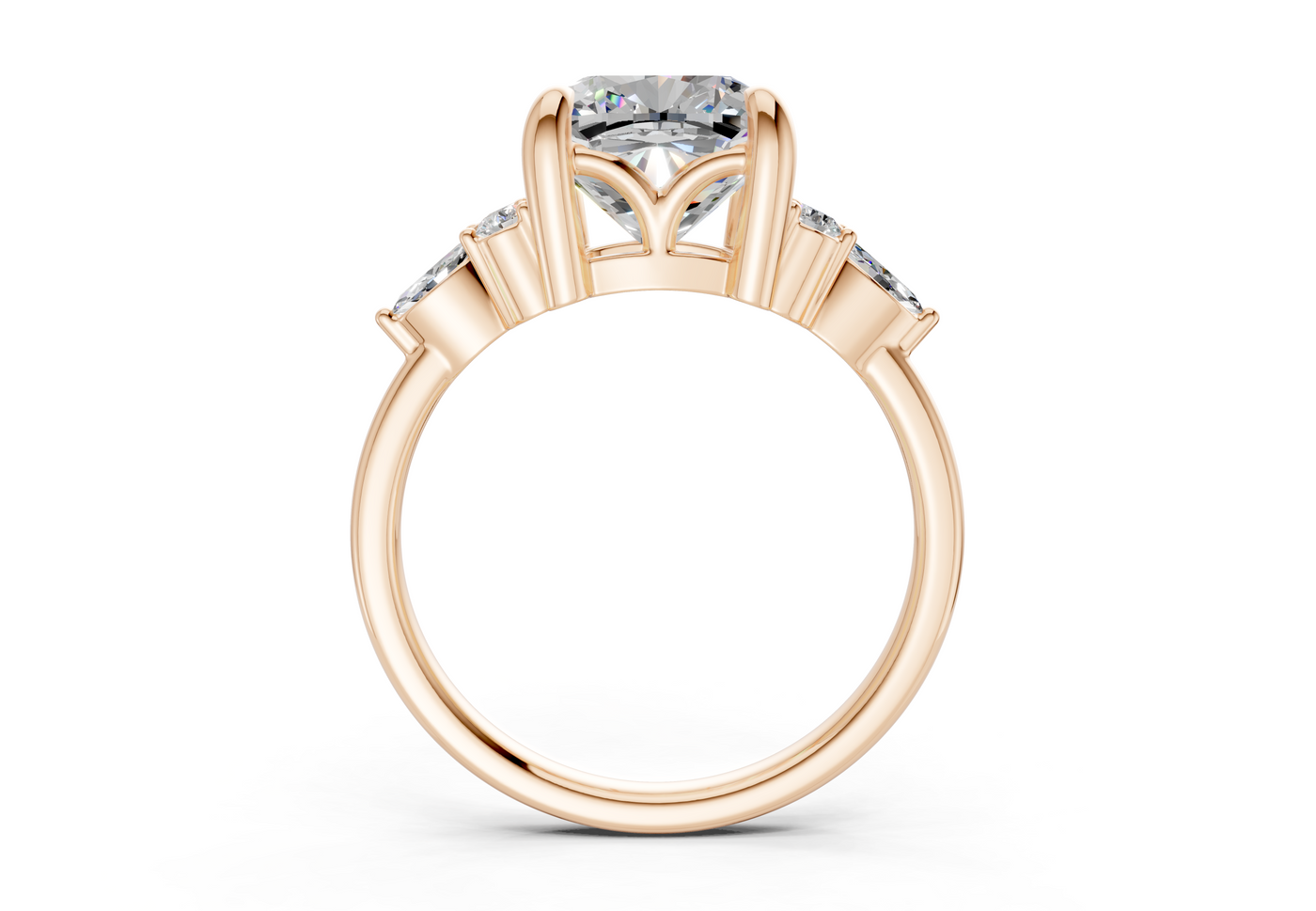 Lyra Diamond Accent Cushion Square Cut 2mm Engagement Ring