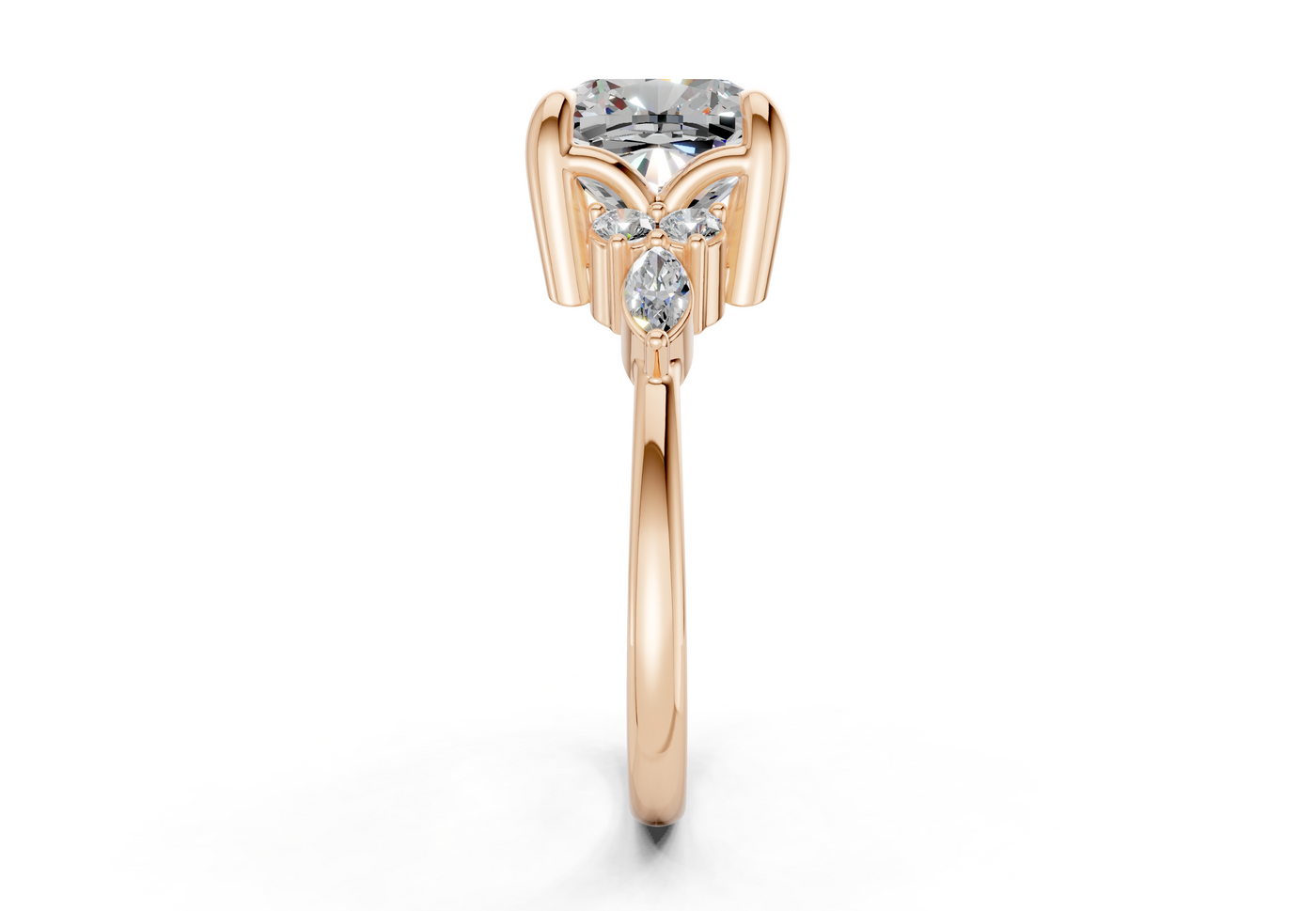 Lyra Diamond Accent Cushion Square Cut 2.3mm Engagement Ring
