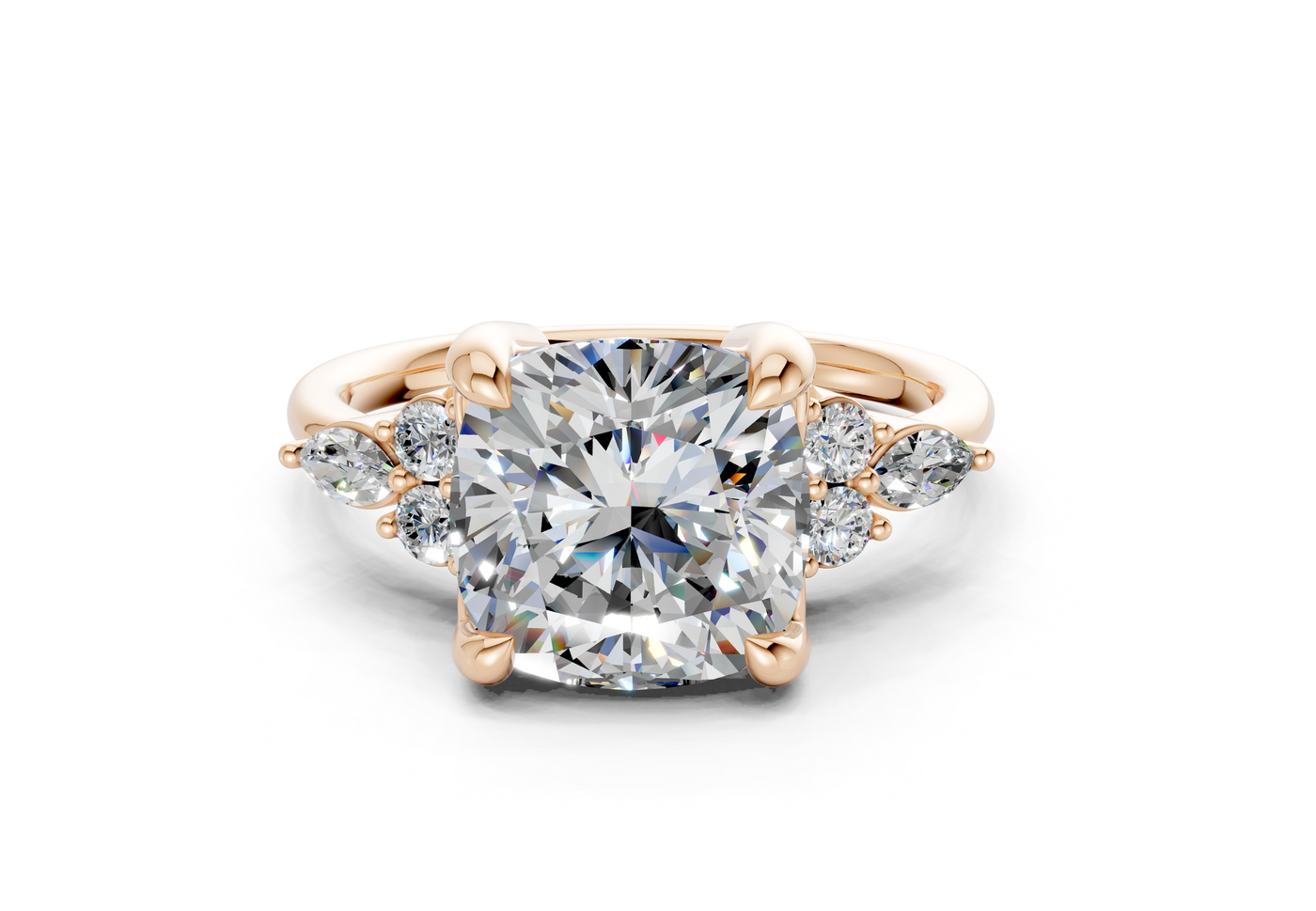 Lyra Diamond Accent Cushion Square Cut 2mm Engagement Ring